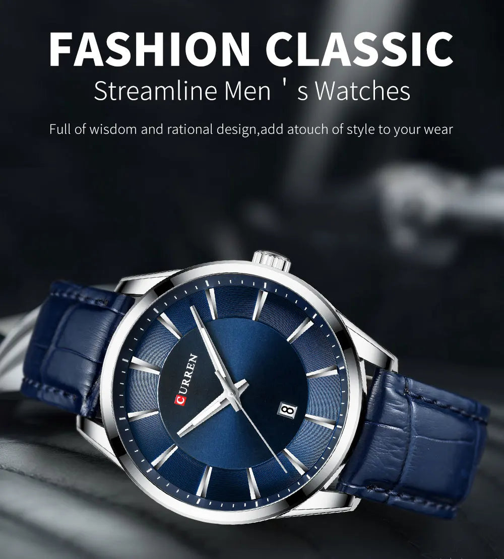 Original Brand Leather Straps Wrist Watch For Men With Brand (Box & Bag)-8365