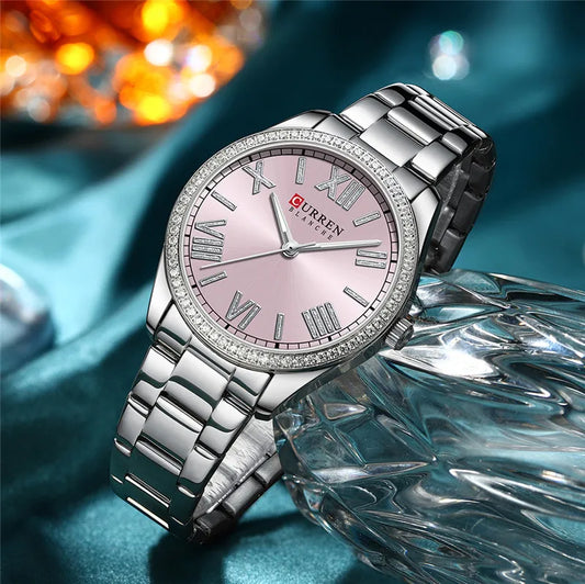 Original Brand Stainless Steel Band Wrist Watch For Women With Brand (Box & Bag)-9088