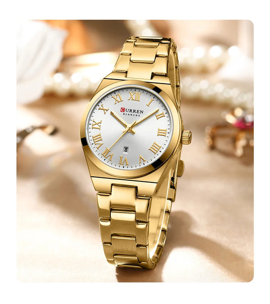 Original Brand Stainless Steel Band Wrist Watch For Women With Brand (Box & Bag)-9095