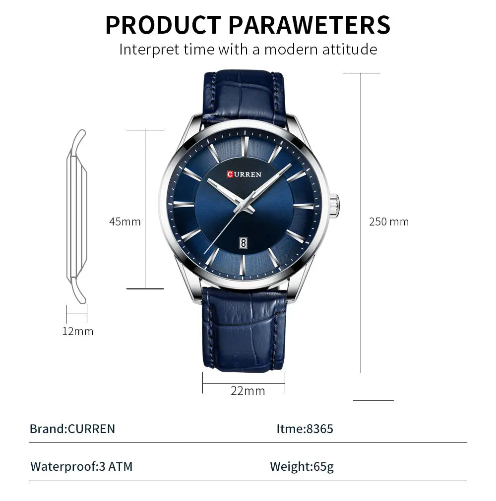 Original Brand Leather Straps Wrist Watch For Men With Brand (Box & Bag)-8365