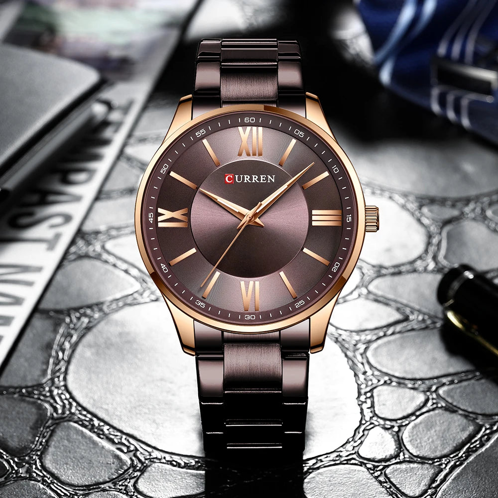 Original Brand Stainless Steel Band Wrist Watch For Couples With Brand (Box & Bag)
