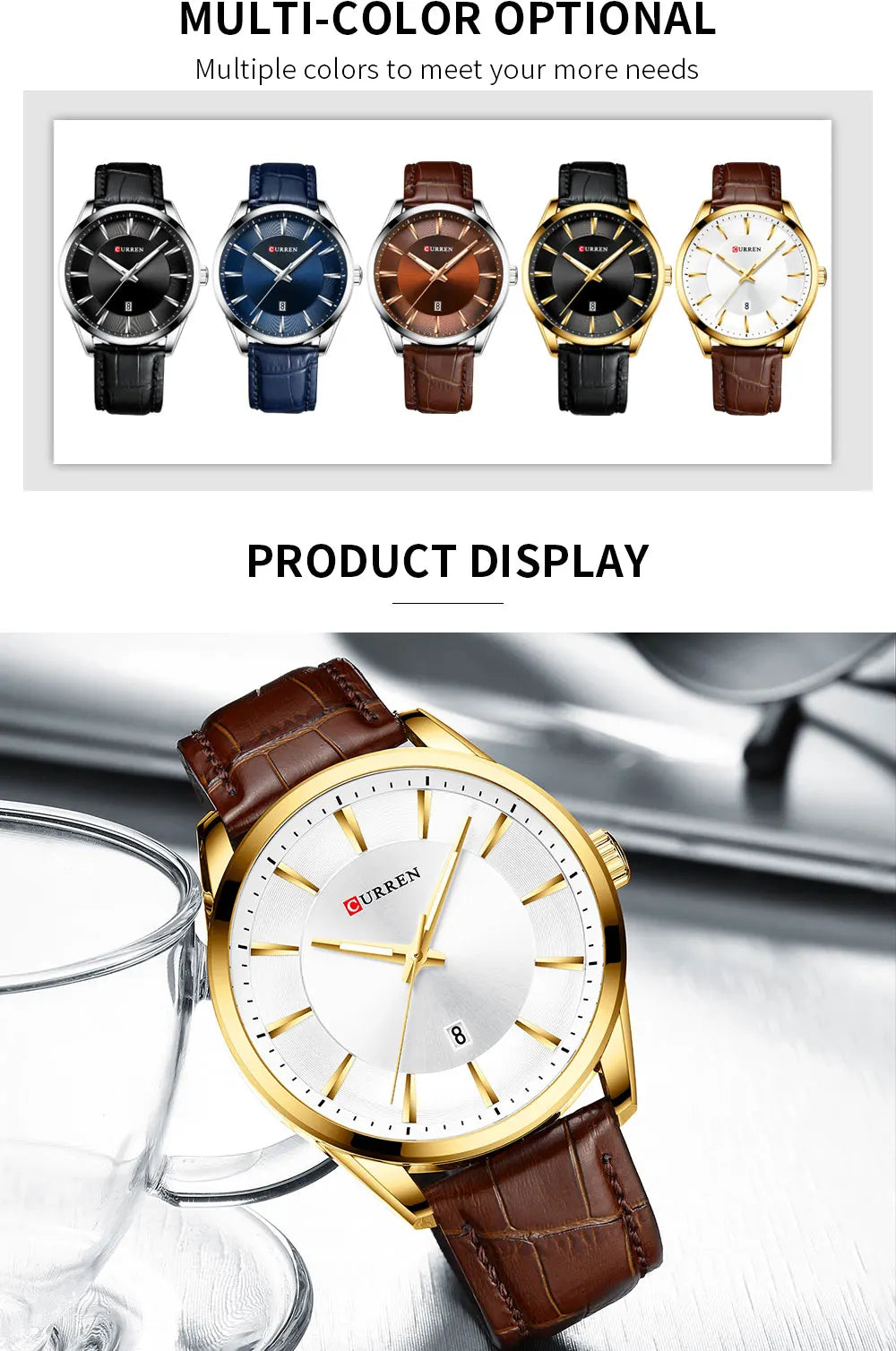 Original Brand Leather Straps Wrist Watch For Men With Brand (Box & Bag)-8365