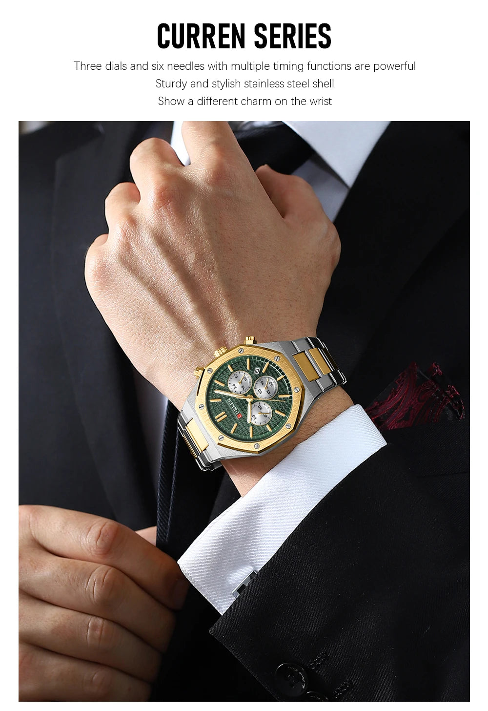 Original Brand Stainless Steel Band Wrist Watch For Men With Brand (Box & Bag)-8440