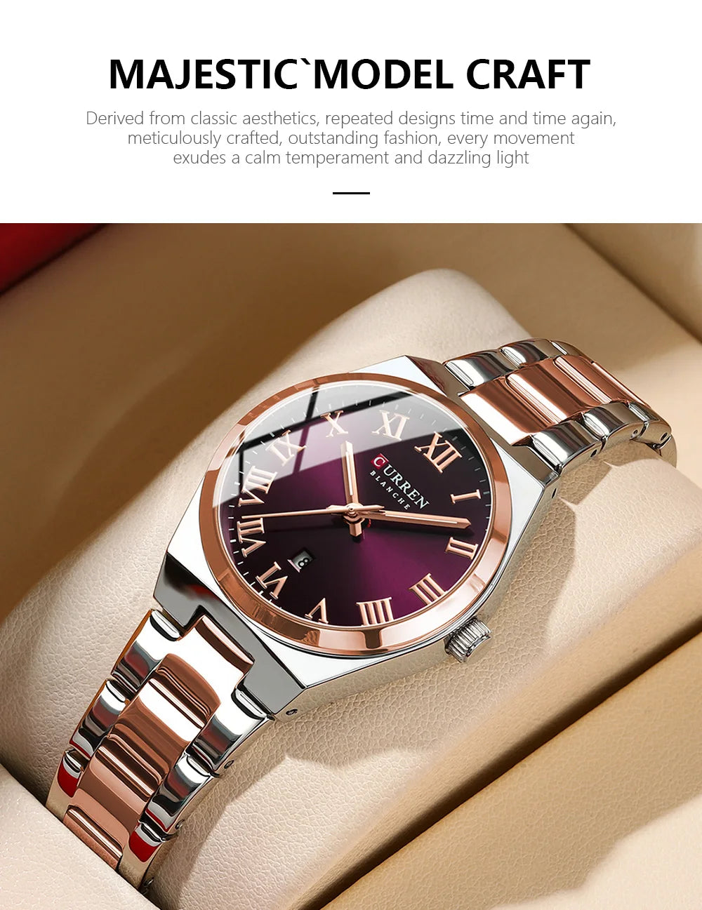Original Brand Stainless Steel Band Wrist Watch For Women With Brand (Box & Bag)-9095