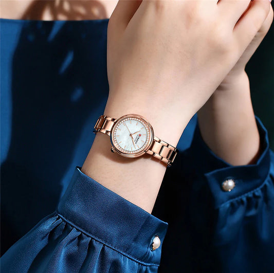 Stainless Steel Wrist Watch For Women With Brand (Box & Bag)-9089