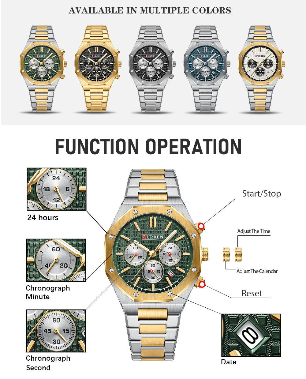 Original Brand Stainless Steel Band Wrist Watch For Men With Brand (Box & Bag)-8440