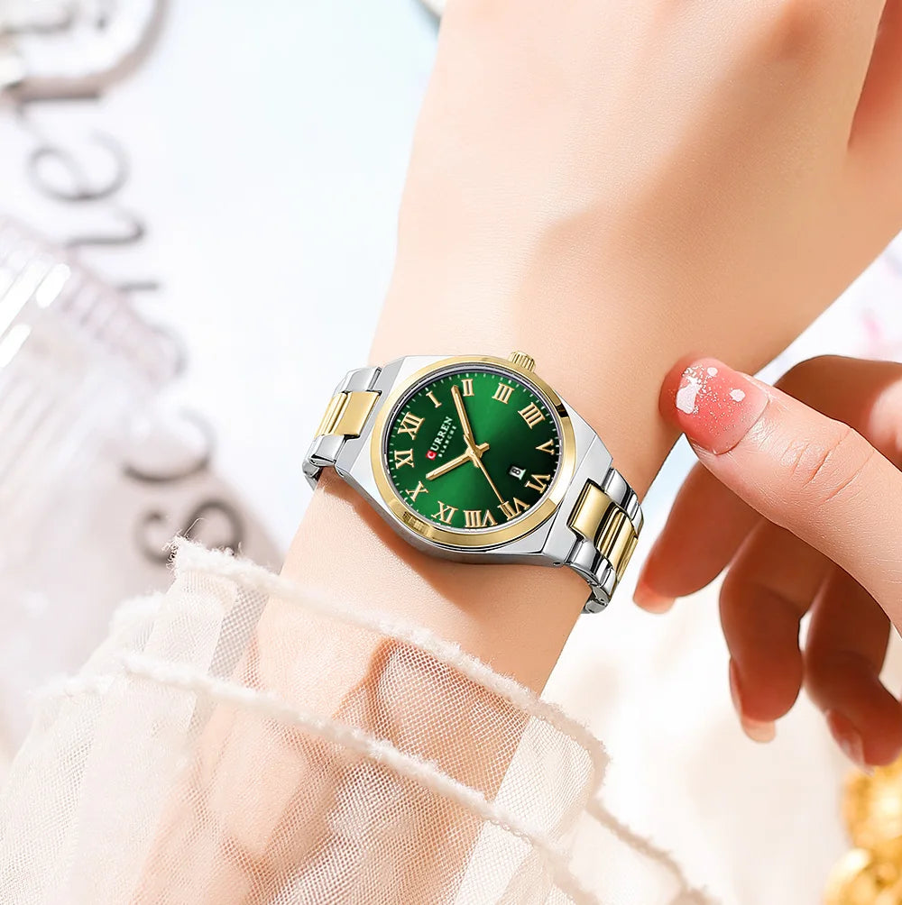 Original Brand Stainless Steel Band Wrist Watch For Women With Brand (Box & Bag)-9095