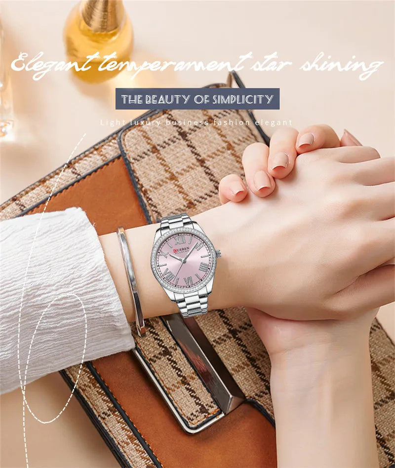 Original Brand Stainless Steel Band Wrist Watch For Women With Brand (Box & Bag)-9088