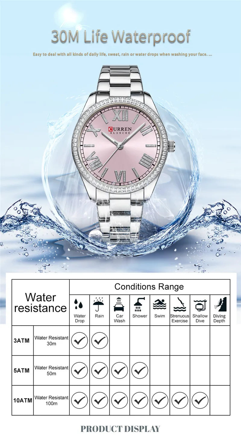 Original Brand Stainless Steel Band Wrist Watch For Women With Brand (Box & Bag)-9088