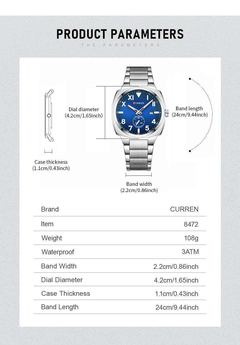 Original Brand Stainless Steel Band Wrist Watch For Men With Brand (Box & Bag)-8472