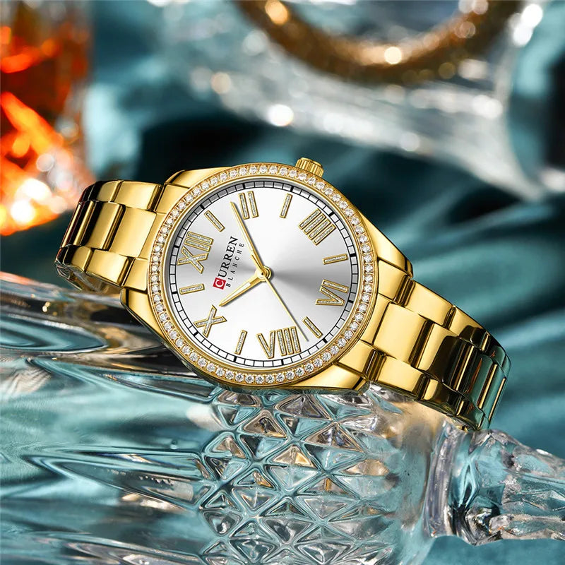 Original Brand Stainless Steel Band Wrist Watch For Women With Brand (Box & Bag)-9088