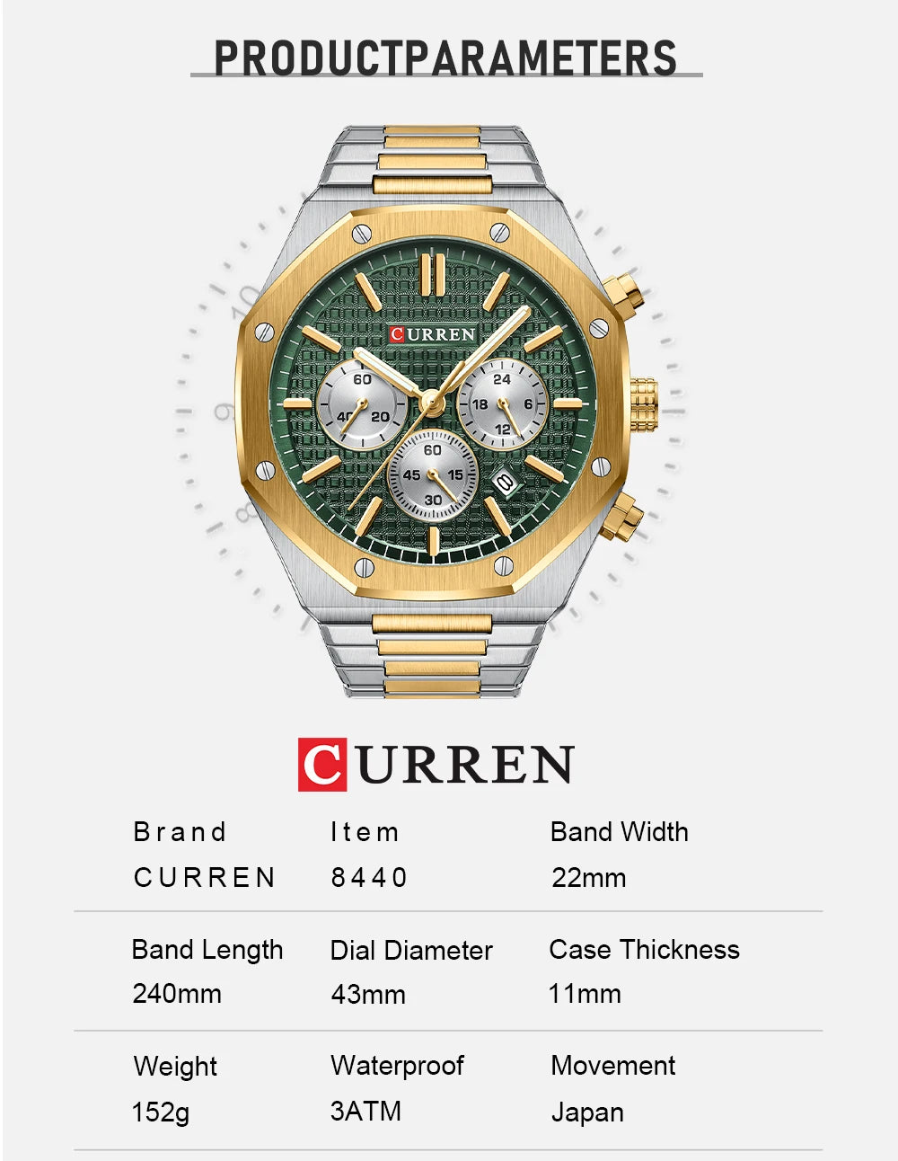 Original Brand Stainless Steel Band Wrist Watch For Men With Brand (Box & Bag)-8440