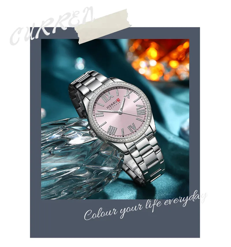 Original Brand Stainless Steel Band Wrist Watch For Women With Brand (Box & Bag)-9088
