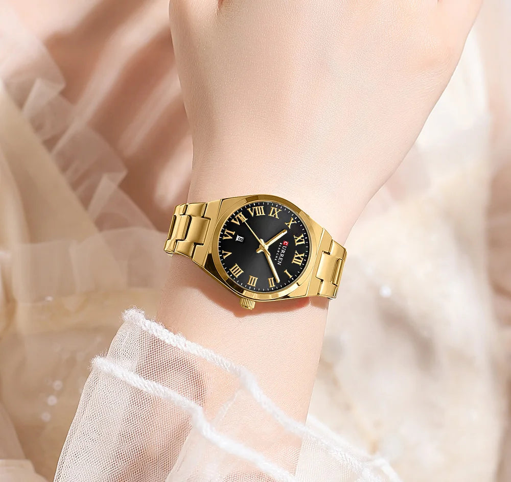 Original Brand Stainless Steel Band Wrist Watch For Women With Brand (Box & Bag)-9095
