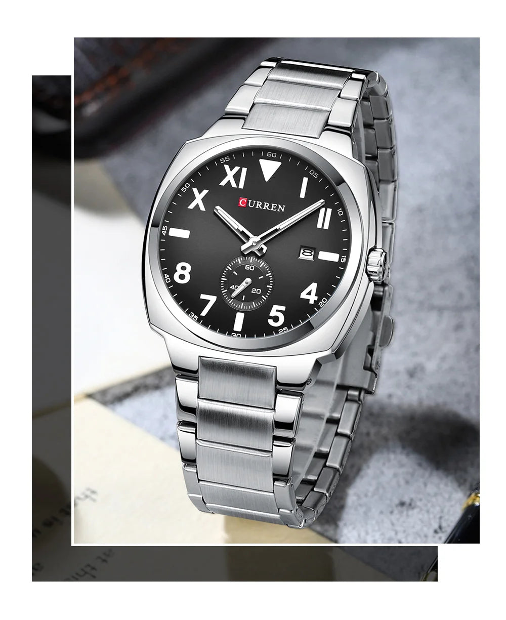 Original Brand Stainless Steel Band Wrist Watch For Men With Brand (Box & Bag)-8472