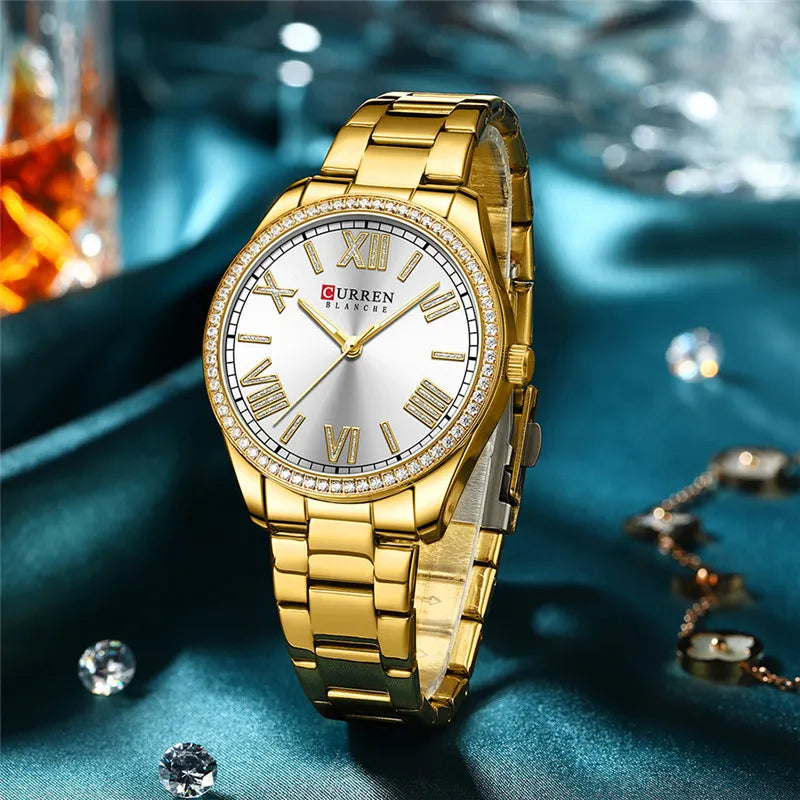Original Brand Stainless Steel Band Wrist Watch For Women With Brand (Box & Bag)-9088