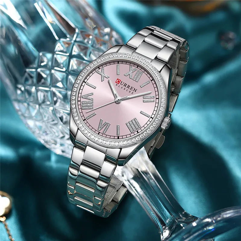 Original Brand Stainless Steel Band Wrist Watch For Women With Brand (Box & Bag)-9088