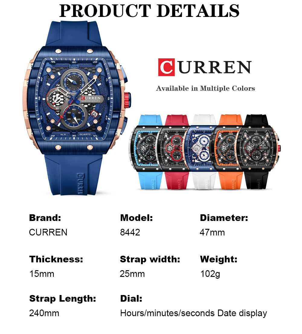 Original Brand Rubber Straps Wrist Watch For Men With Brand (Box & Bag)-8442