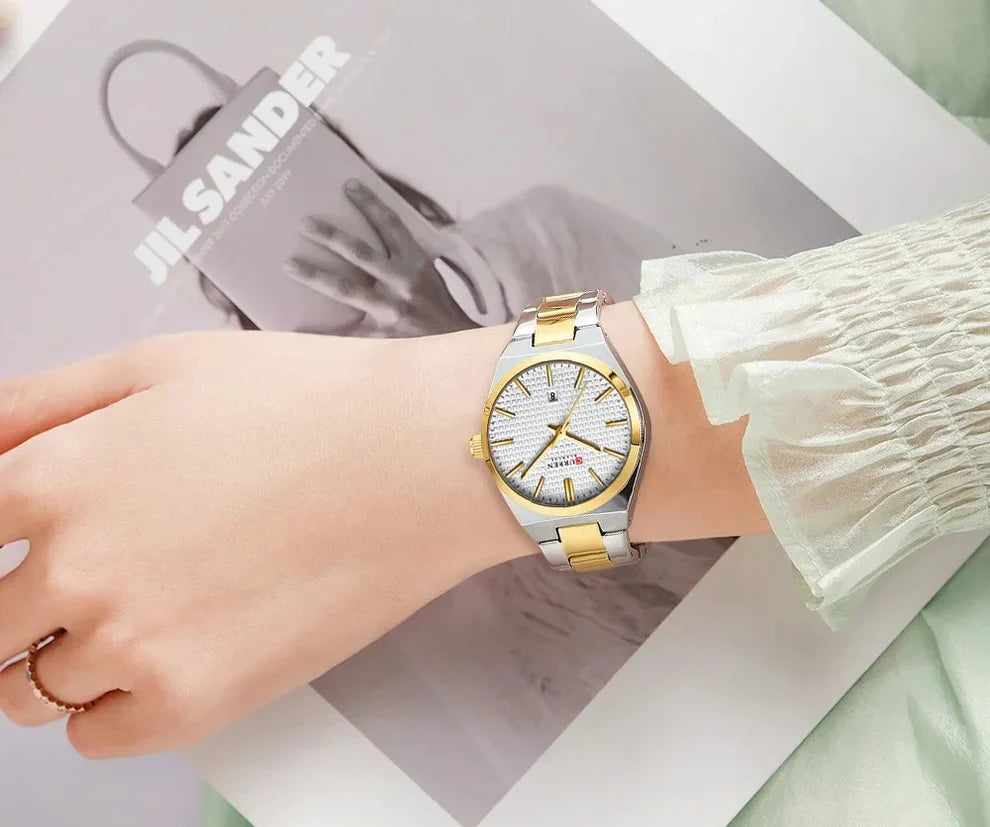 Original Brand Stainless Steel Band Wrist Watch For Couples With Brand (Box & Bag)
